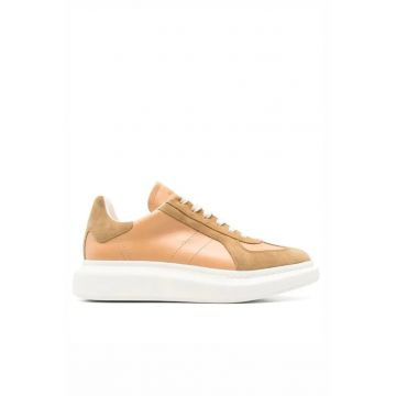 Brown Beige Oversized leather Retro sneakers - Maro/Bej
