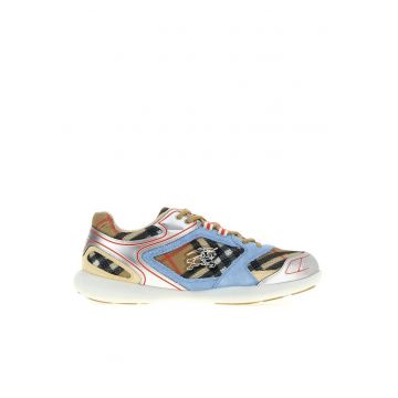 Multicolor mesh and suede Matrix sneakers - Negru/Bej/Albastru/Argintiu