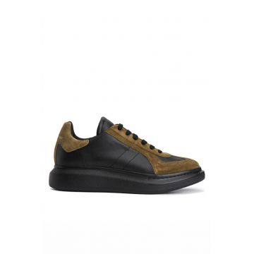 Oversize Black Brown Mens Leather Sneakers - Maro