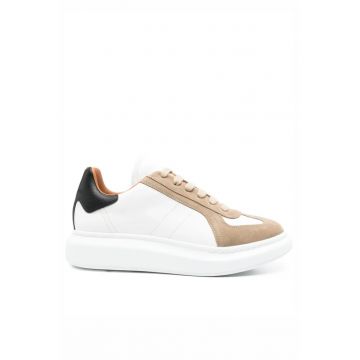 Oversized suede sneakers White Beige Black - Alb/Negru/Bej