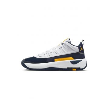 Pantofi mid-cut Jordan Max Aura 7 pentru baschet - Alb/Galben/Bleumarin