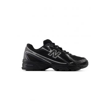 Pantofi sport 740 din piele ecologica cu garnituri din material textil - Alb/Negru/Albastru ultramarin