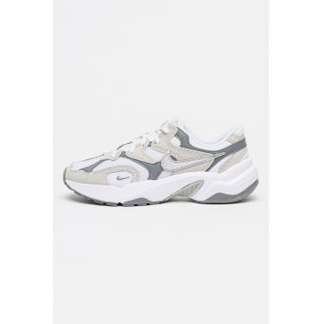 Pantofi sport AL8 cu garnituri de piele intoarsa si talpa demi-wedge - Alb/Gri