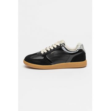 Pantofi sport cu garnituri de piele intoarsa - Negru/Negru stins