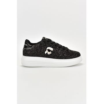 Pantofi sport cu garnituri de piele - Negru