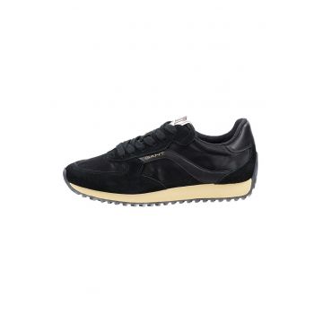 Pantofi sport cu garnituri din piele intoarsa - Negru