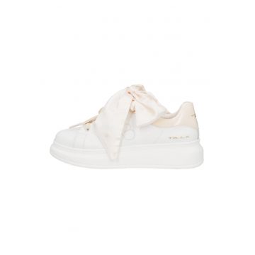 Pantofi sport cu sireturi din satin - Crem/Bej deschis