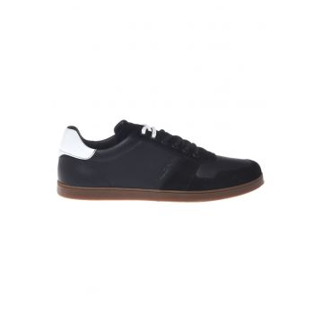 Pantofi sport de piele si piele intoarsa - Negru