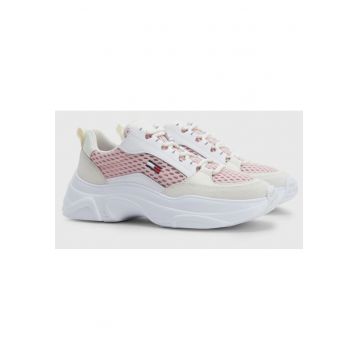 Pantofi sport din panza cu insertii de piele