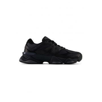 Pantofi sport din piele cu insertii din plasa 9060 - Black Grain