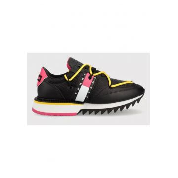 Pantofi sport din piele ecologica cu sireturi