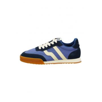 Pantofi sport din piele intoarsa cu garnituri din material textil Baylle - Alb fildes/Albastru deschis/Bleumarin