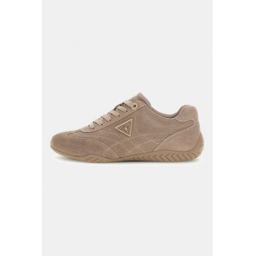 Pantofi sport din piele intoarsa cu logo - Maro nisip
