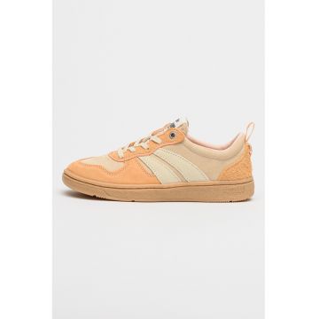 Pantofi sport low-cut PllaCup Flame din piele intoarsa - Bej/Portocaliu dovleac