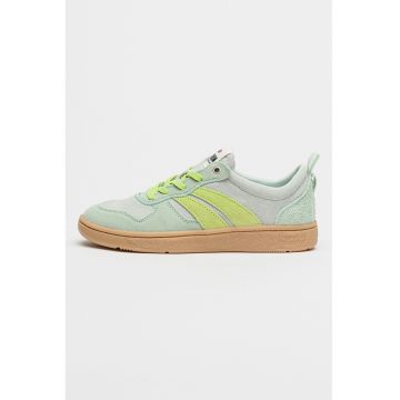 Pantofi sport low-cut PllaCup Flame din piele intoarsa - Verde lime/Verde menta