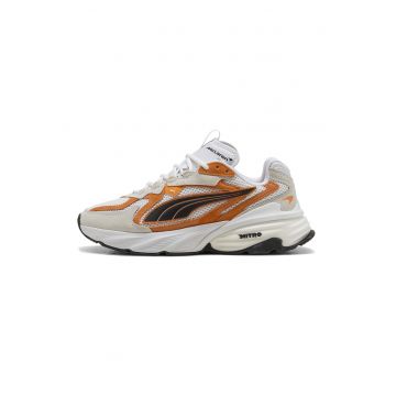 Pantofi sport McLaren Fade unisex cu aspect masiv - Portocaliu mandarina/Maro taupe deschis/Alb optic