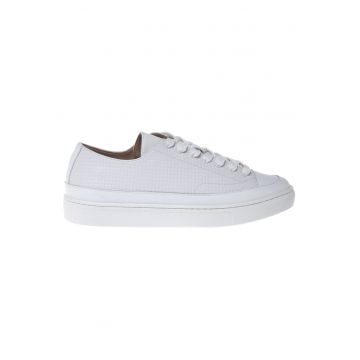 Pantofi sport unisex de piele cu platforma - Alb