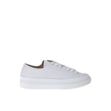 Pantofi sport unisex de piele cu platforma - Alb