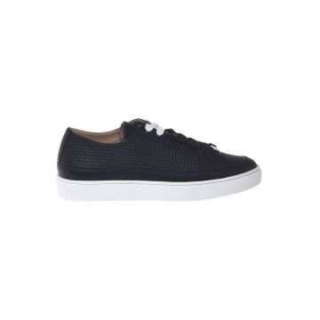 Pantofi sport unisex low-cut de piele - Negru