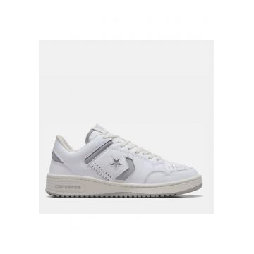 Pantofi unisex din piele cu arma - Alb/Gri