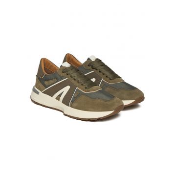 Tenisi barbati -  Olive Liverpool - piele naturala - kaki