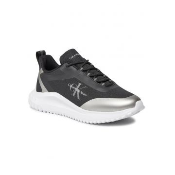Tenisi cu talpa wedge si detaliu logo -
