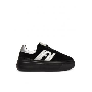 Tenisi dama -  piele naturala - negru - platforma - confort - Negru