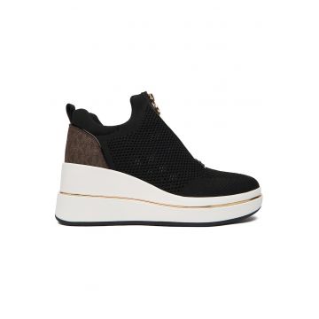 Tenisi dama -  textil - fermoar - maro/negru