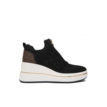 Tenisi dama -  textil - fermoar - maro/negru