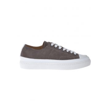 Tenisi de piele intoarsa low-cut - Maro taupe