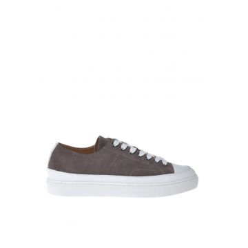 Tenisi de piele intoarsa low-cut - Maro taupe