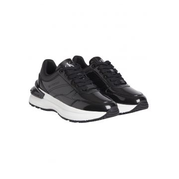 tenisi din piele laciuta cu talpa wedge -
