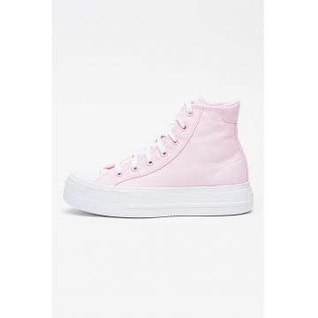 Tenisi inalti Chuck Taylor All Star Day One cu talpa flatform - Roz pastel