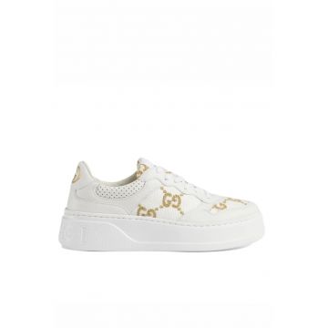 Women's GG Sneaker White Gold Leather - Alb/Bej