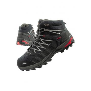 Pantofi de drumetie din piele pentru barbati  Rigel - durabili - impermeabili - peste glezna - gri - Negru