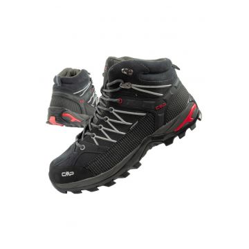 Pantofi de drumetie din piele pentru barbati  Rigel - durabili - impermeabili - peste glezna - gri - Negru