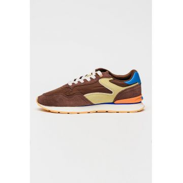 Pantofi sport City de piele intoarsa - Maro cognac/Verde fistic