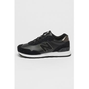 Pantofi sport cu garnituri de piele intoarsa 515 - Negru/Alb murdar