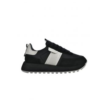 Pantofi sport cu garnituri de piele intoarsa - Negru