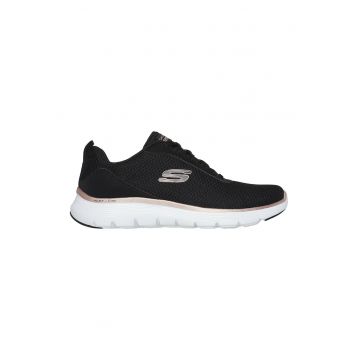 Pantofi sport de plasa cu garnituri din material sintetic Flex Appeal-Uptake - Negru/Auriu rose