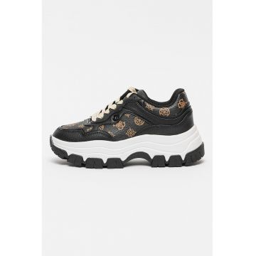 Pantofi sport din piele ecologica cu talpa demi-wedge