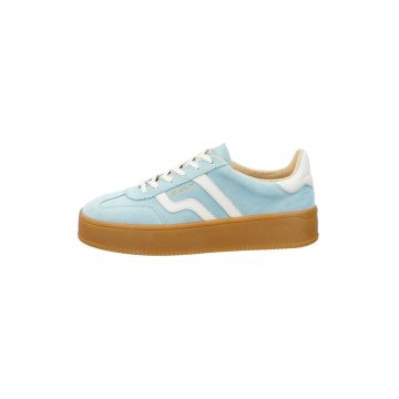 Pantofi sport din piele intoarsa cu talpa flatform Cuzmani - Alb/Albastru deschis