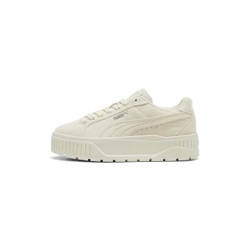 Pantofi sport flatform de piele intoarsa Karmen II - Alb fildes