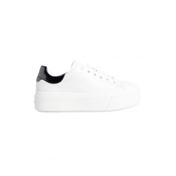 Pantofi sport flatform din piele - Alb/Negru