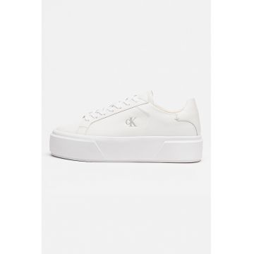 Pantofi sport flatform din piele cu logo Sienna - Alb