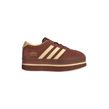 Pantofi sport Gazelle Stack flatform din piele intoarsa - Maro cognac/Galben