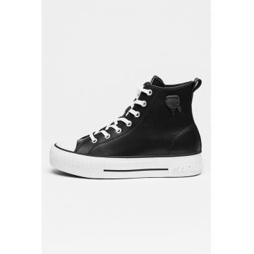 Pantofi sport inalti din piele Kampus - Negru/Alb optic