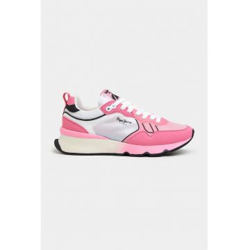 Pantofi sport low-cut cu garnituri de piele ecologica - Roz