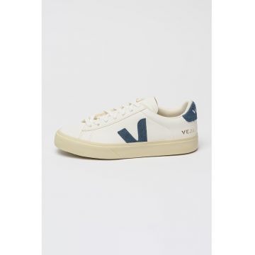 Pantofi sport low-cut de piele cu logo - Alb/Albastru inchis