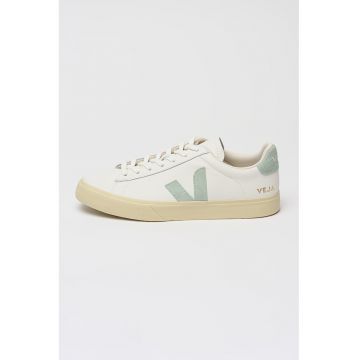 Pantofi sport low-cut de piele cu logo - Alb/Verde menta